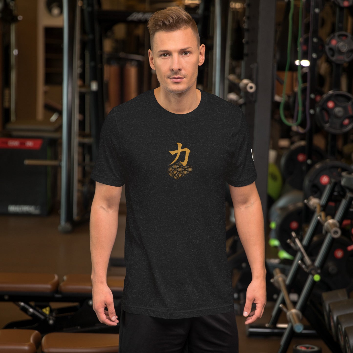 Power" Kanji with Hemp Pattern – Sacred Japanese Energy Tee | SUKUNE Original