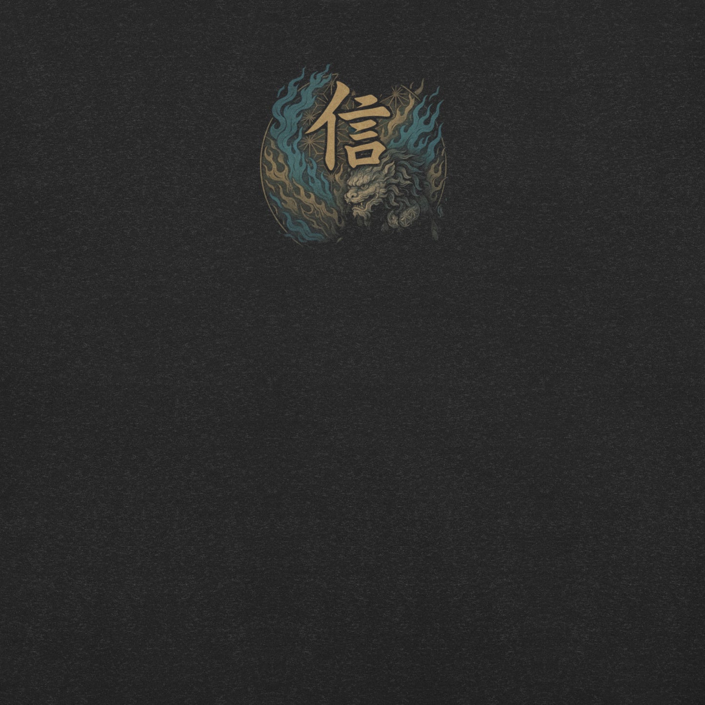 Hemp Pattern Triangle – "Faith" Kanji with Mythical Guardian Beast T-Shirt