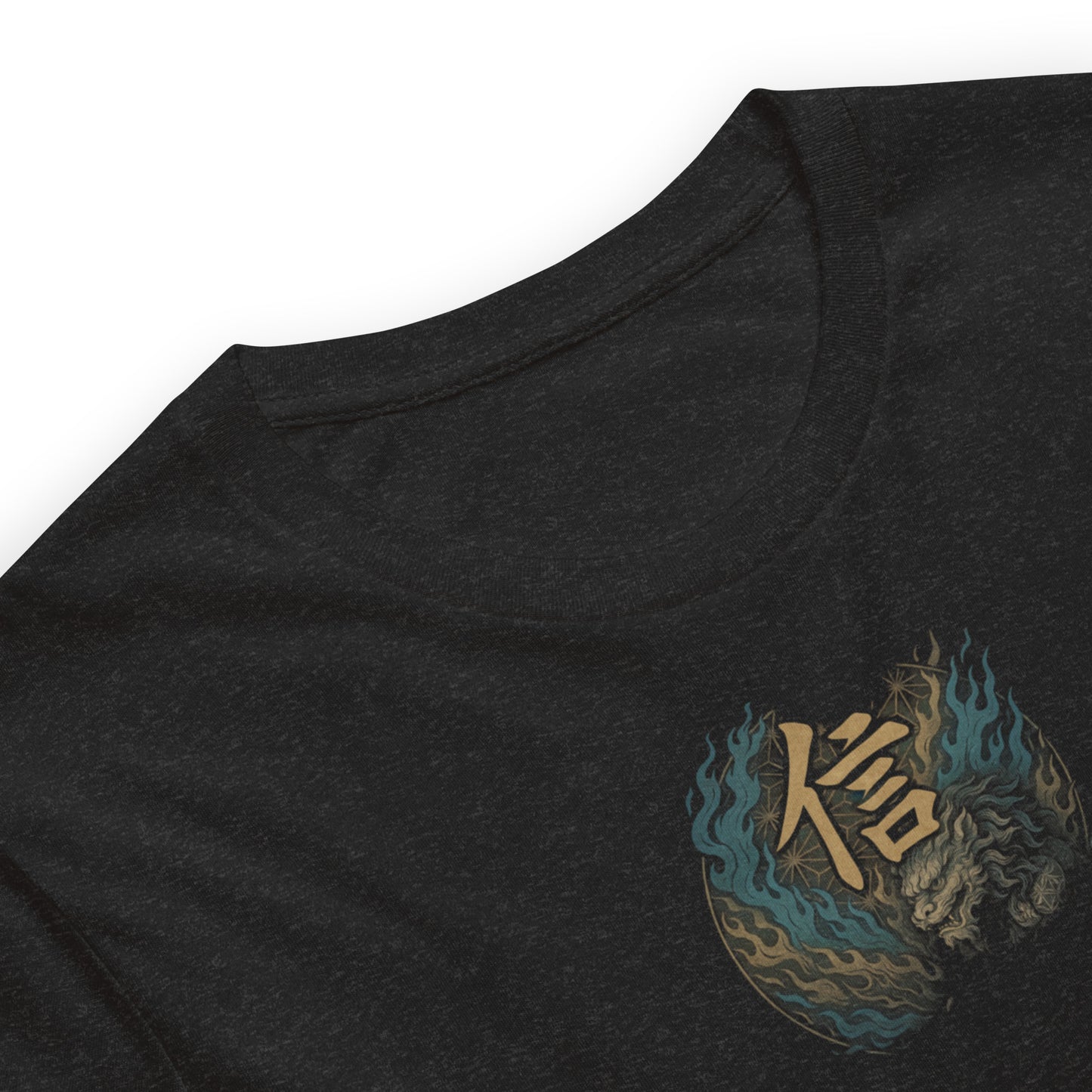 Hemp Pattern Triangle – "Faith" Kanji with Mythical Guardian Beast T-Shirt