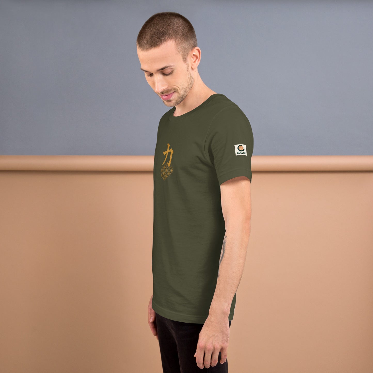 Power" Kanji with Hemp Pattern – Sacred Japanese Energy Tee | SUKUNE Original