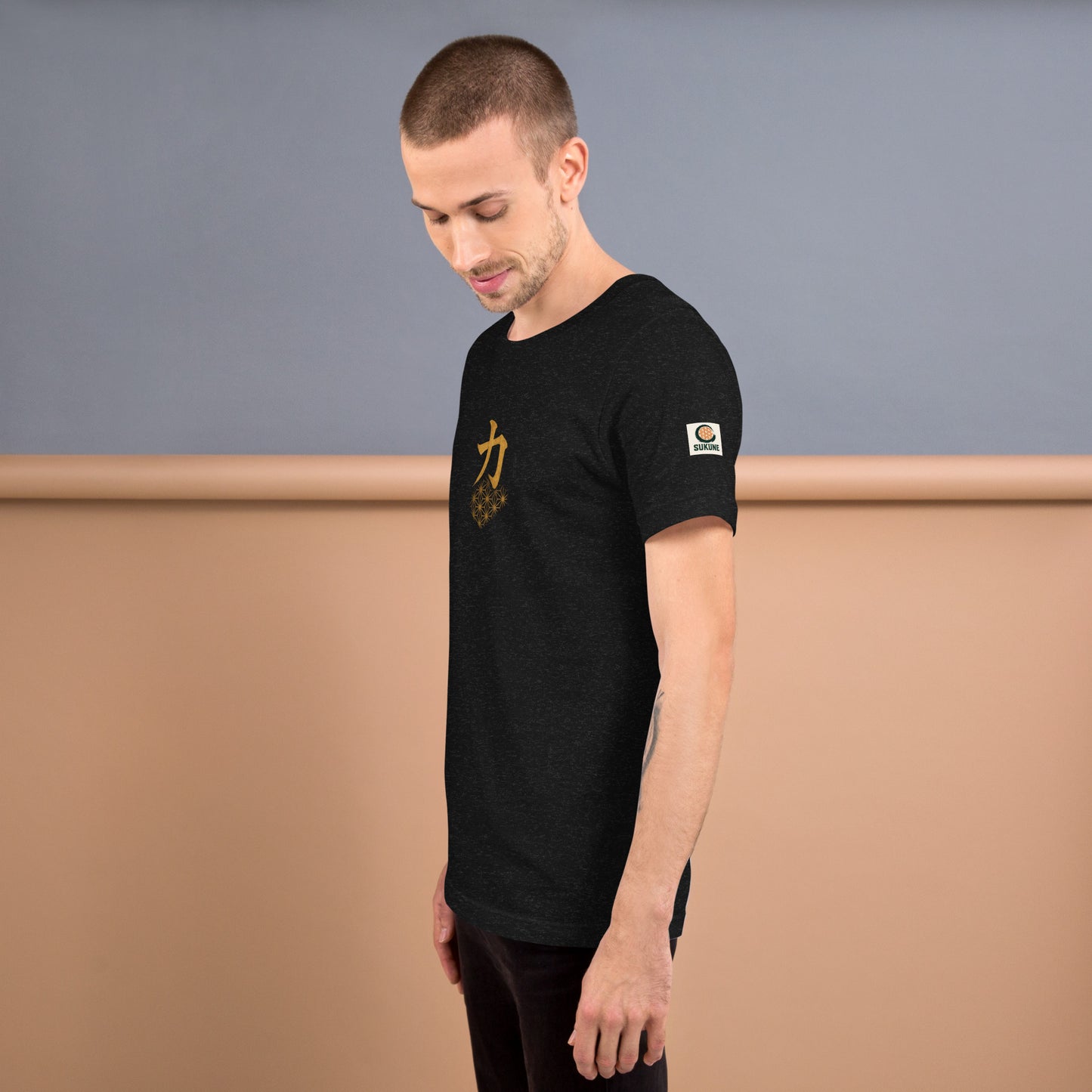 Power" Kanji with Hemp Pattern – Sacred Japanese Energy Tee | SUKUNE Original